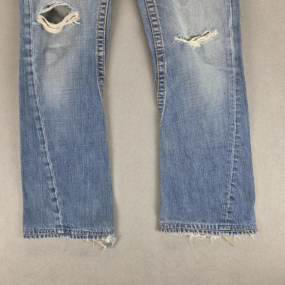 VTG True Religion Jeans Mens Joy Big T Bootcut Flare USA Altered Hem Fits 32x28